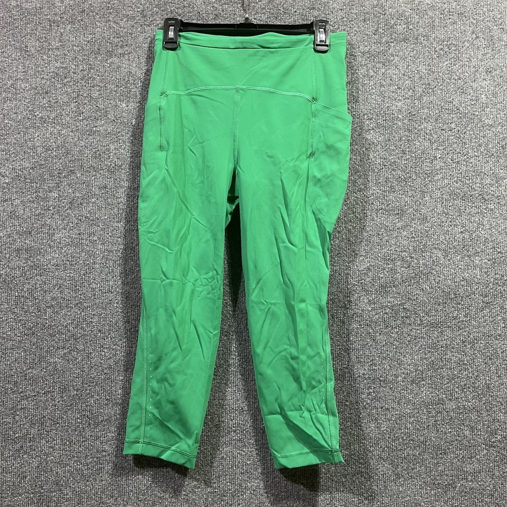 Lululemon Fast & Free Cropped Leggings Womens 8 Kelly Green Nylon Stretch Yoga